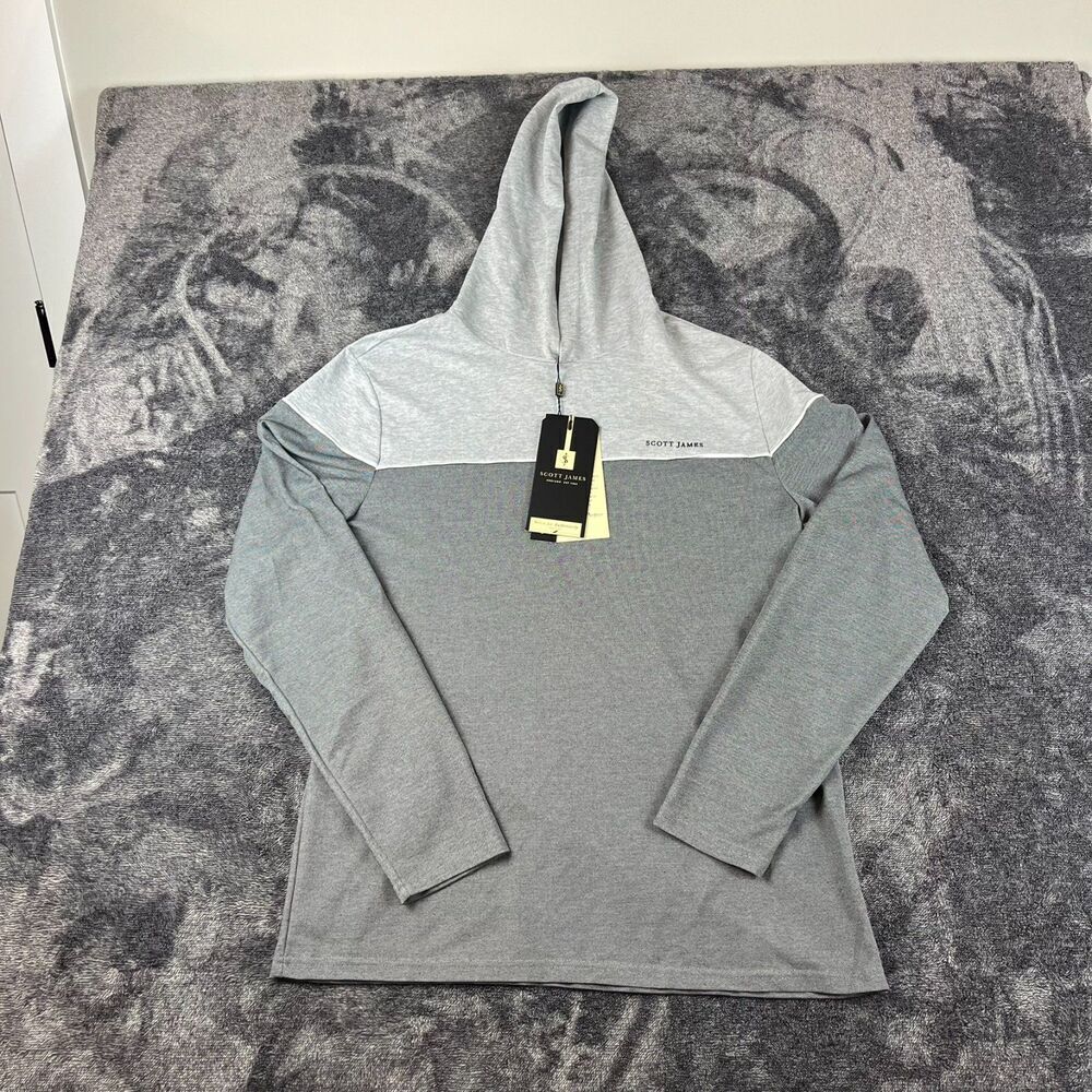 Scott James England Colorblock Hoodie Pullover Lightweight Men's XL Gray NWT